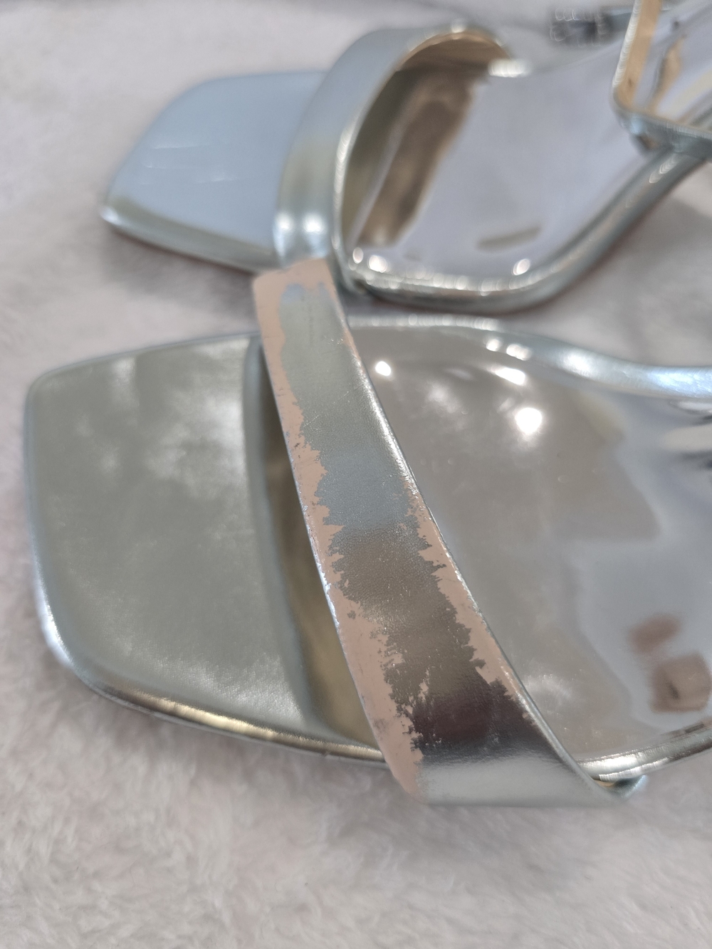 Badgley Mischka Silver Strappy Square-Toe Sandals Size 8 - Picture 2 of 12
